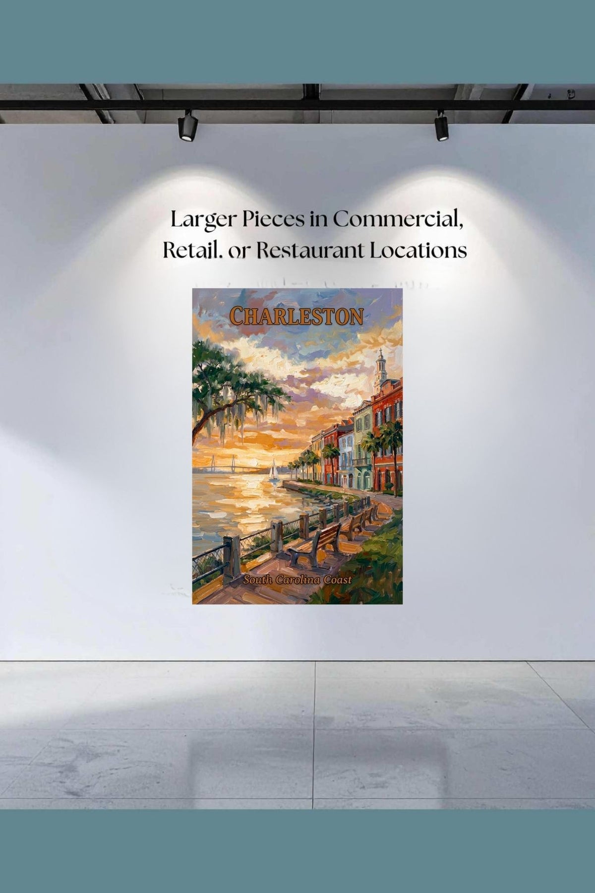 Charleston Sunset And Coastal Charm| US East Coast Art | Travel Poster|Prints Giclee Paper Giclee Canvas Birch Wood And Metal Panels