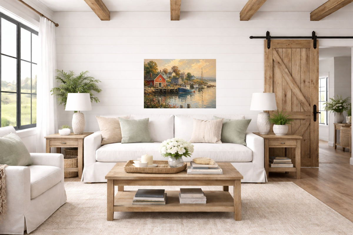 Coastal Harbor at Golden Hour| Coast Ship Art| Giclee Paper- Wood- Metal- Canvas