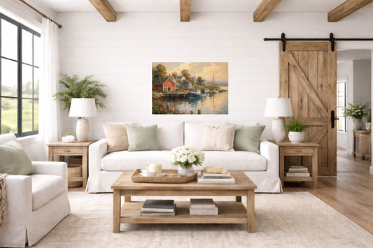 Coastal Harbor at Golden Hour| Coast Ship Art| Giclee Paper- Wood- Metal- Canvas