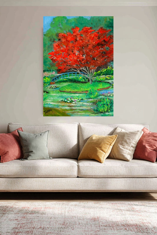Garden Red Beauty| Japanese Maple Tree Art| Giclee Paper- Wood- Metal- Canvas