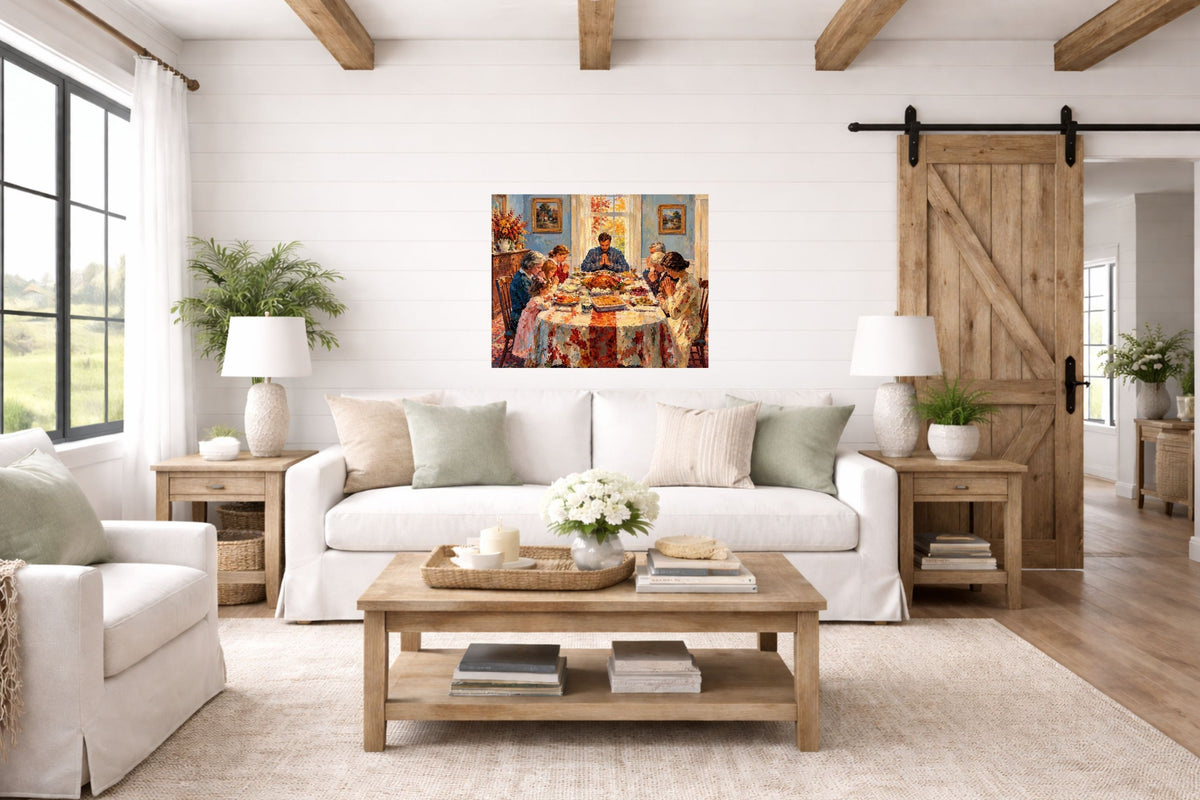Happy Thanksgiving Give Thanks Celebrate the Holiday Giclee Paper- Wood- Metal- Canvas