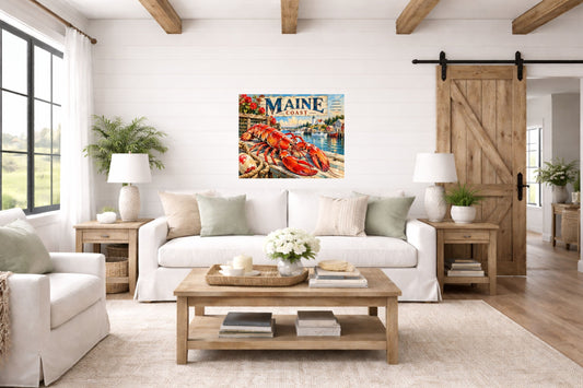 Maine Coast Lobster Vintage Coastal Travel Po