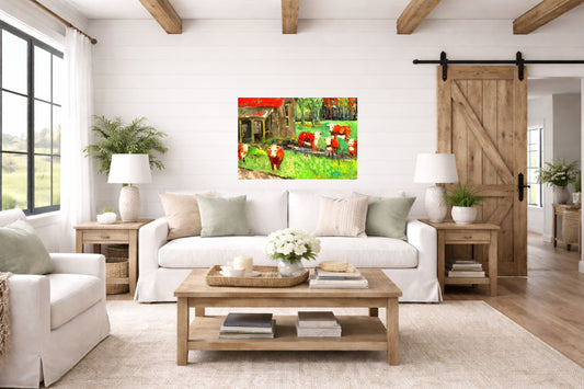 Cows In the Puddles- Giclee Paper- Wood- Metal- Canvas