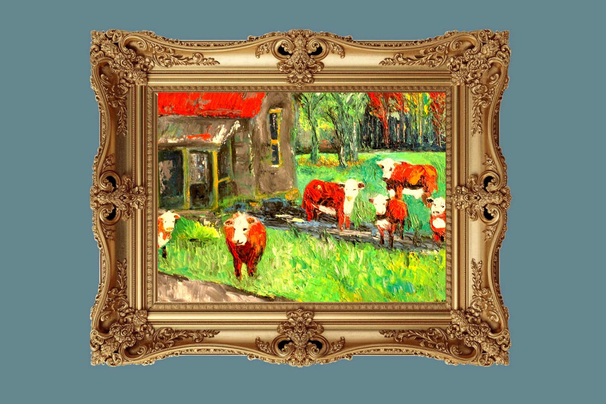 Cows In the Puddles- Giclee Paper- Wood- Metal- Canvas