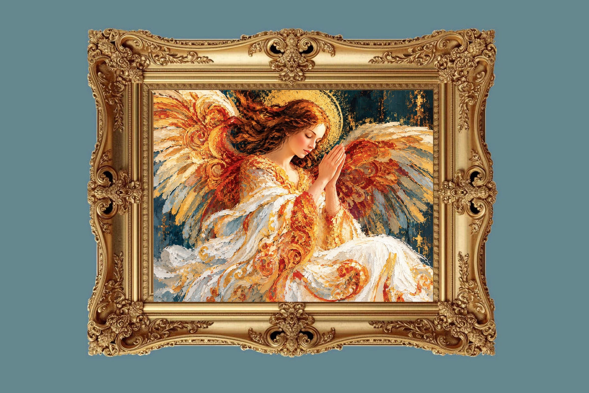 In The Stillness Of Prayer  Praying Angel Wall Art  Prints Canvas Wood Or Metal Art