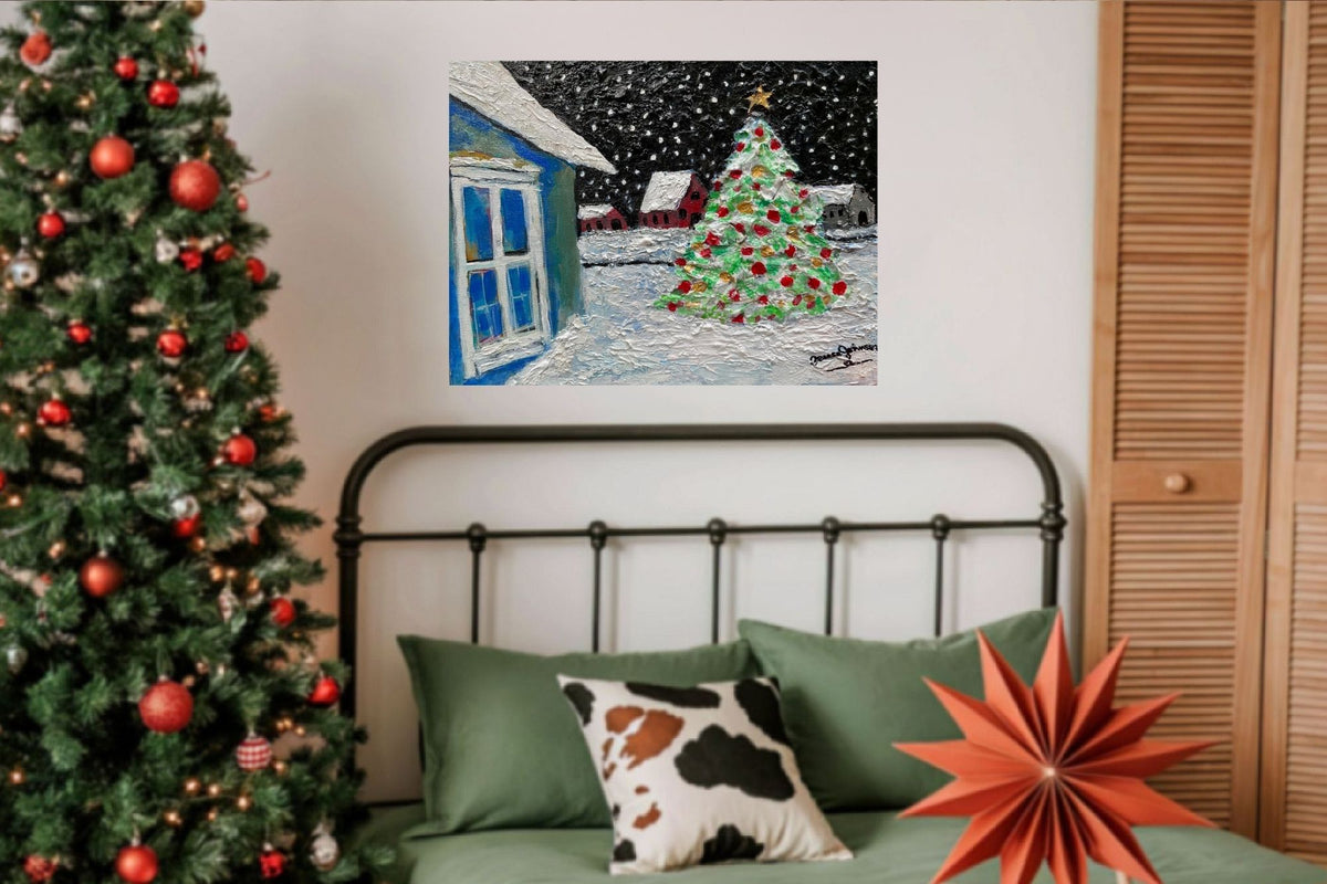 Country Christmas Morning| Merry Christmas| Vintage Style Art| Giclee Paper- Wood- Metal- Canvas