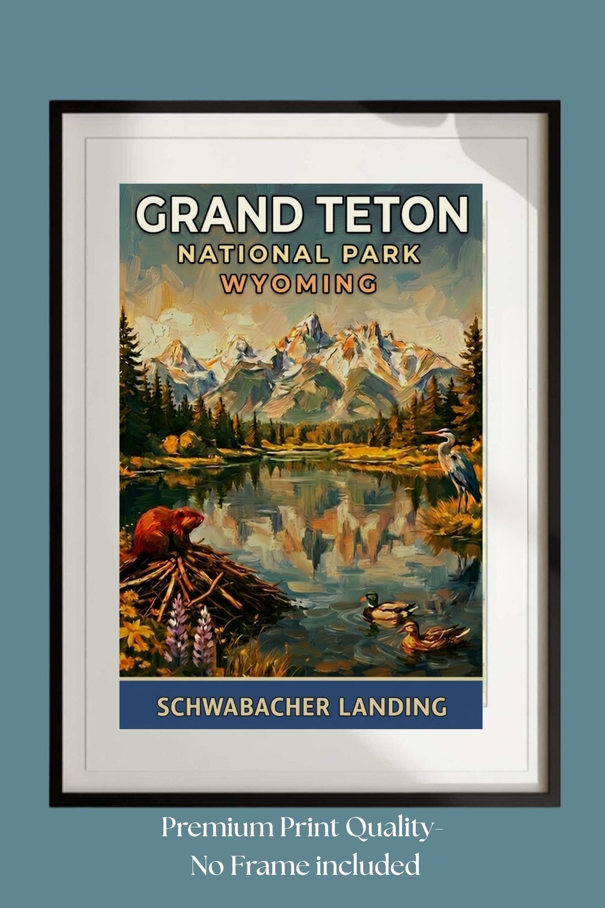 Schwabacher Landing| Grand Teton Mountain| Impressionist Print| Giclee Paper- Wood- Metal- Canvas
