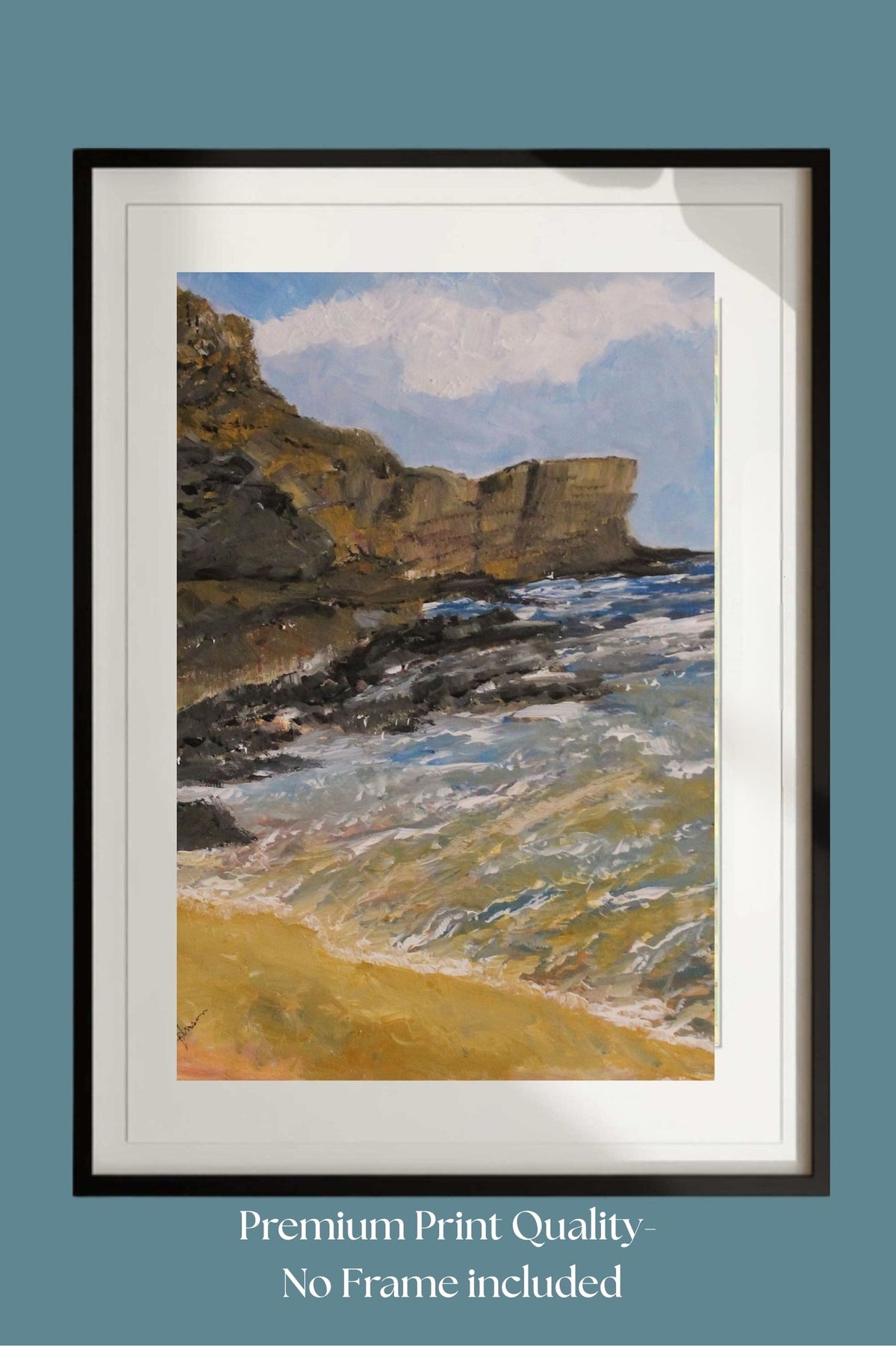 High Cliffs | Original Teresa Johnson Coastal Landscape | Ocean Cliff Wall Art | Seascape Giclée Print | Paper, Wood, Metal, Canvas