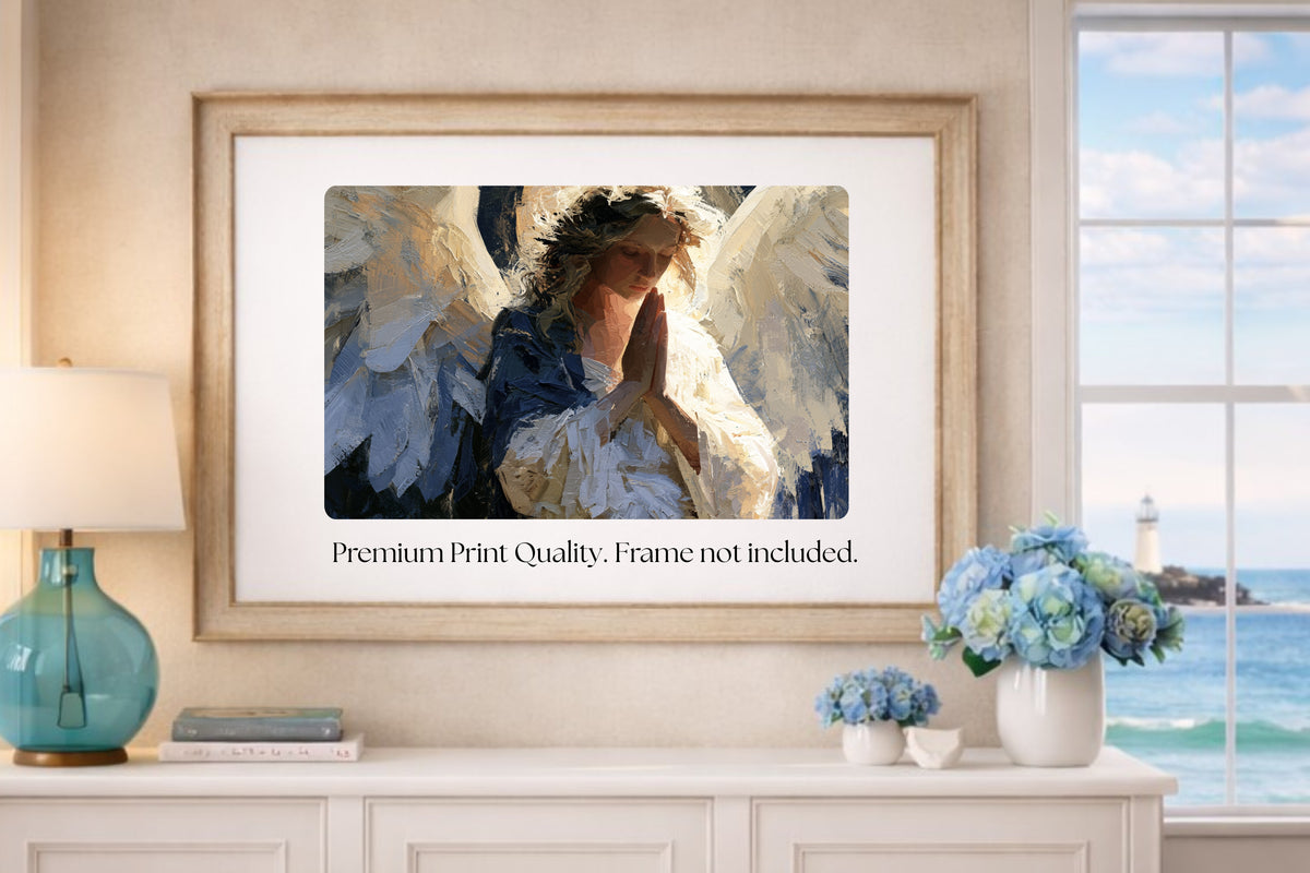 The Prayer Of An Angel | Praying Angel Art | Christian Wall Decor | Inspirational Faith Art