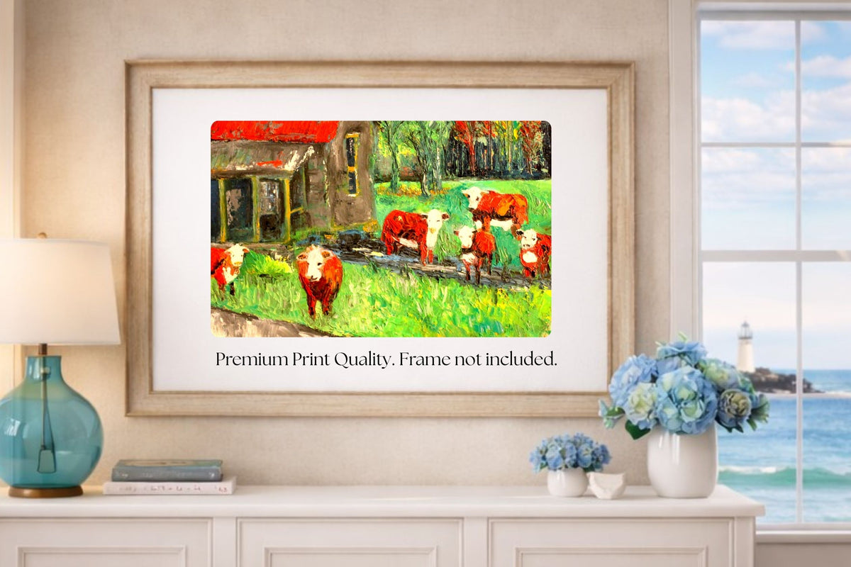 Cows In the Puddles- Giclee Paper- Wood- Metal- Canvas