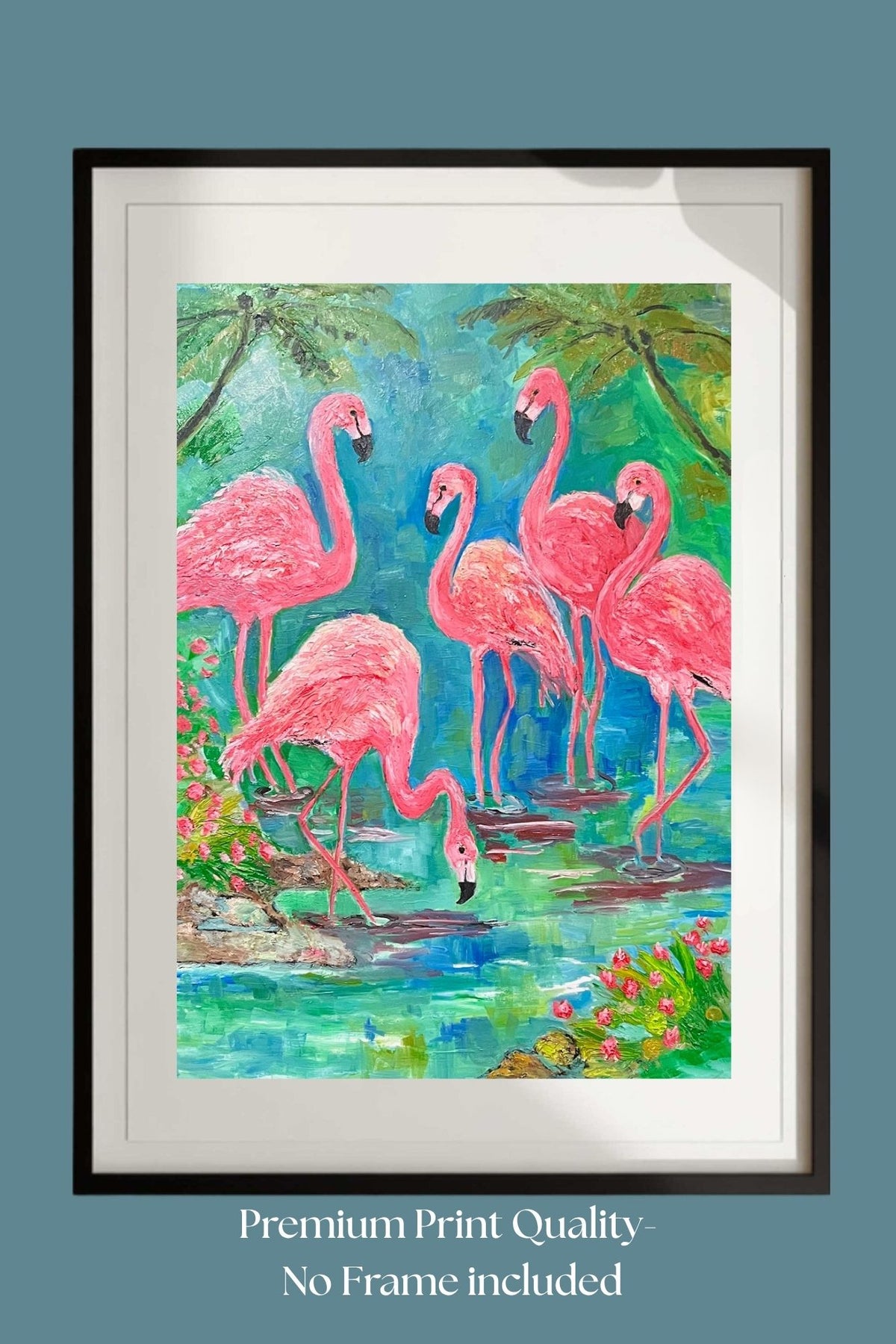 Pink Flamingo Paradise|Tropical Birds| Giclee Paper- Wood- Metal- Canvas