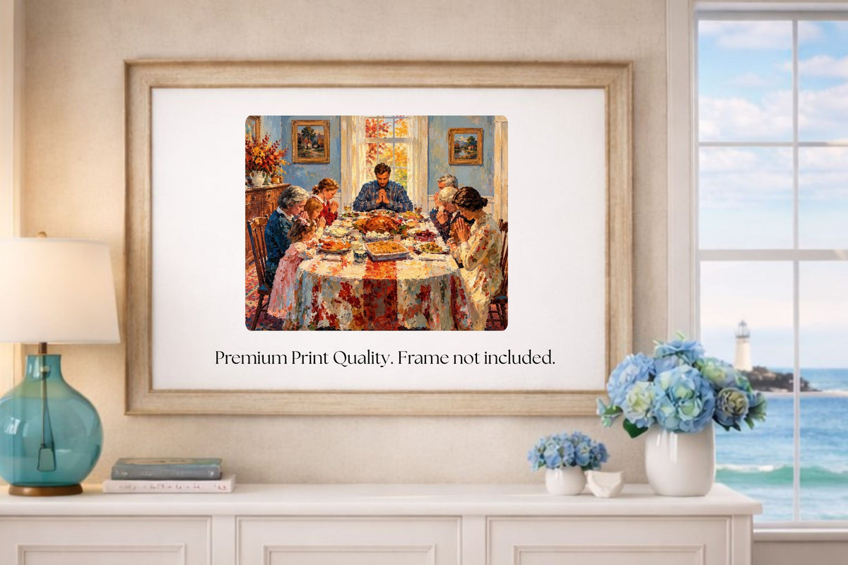 Happy Thanksgiving Give Thanks Celebrate the Holiday Giclee Paper- Wood- Metal- Canvas