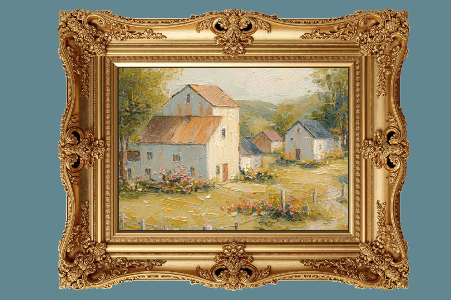 Tuscan Village Farmhouse – Impressionist Italian Country Painting, European Farmhouse Wall Art, Giclée on Canvas, Wood, Metal & Fine Art Paper