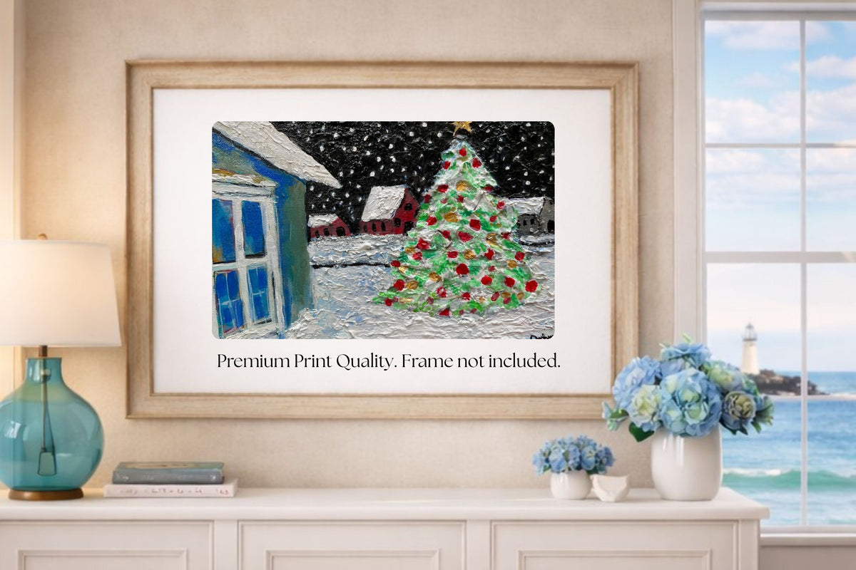 Country Christmas Morning| Merry Christmas| Vintage Style Art| Giclee Paper- Wood- Metal- Canvas