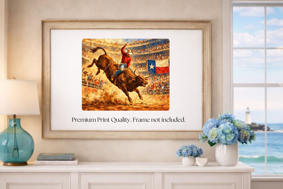 Bull Riding Rodeo Houston| Prints, Canvas, Wood, or Metal Art