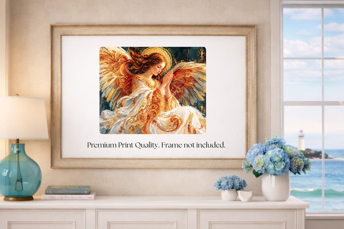 In The Stillness Of Prayer  Praying Angel Wall Art  Prints Canvas Wood Or Metal Art