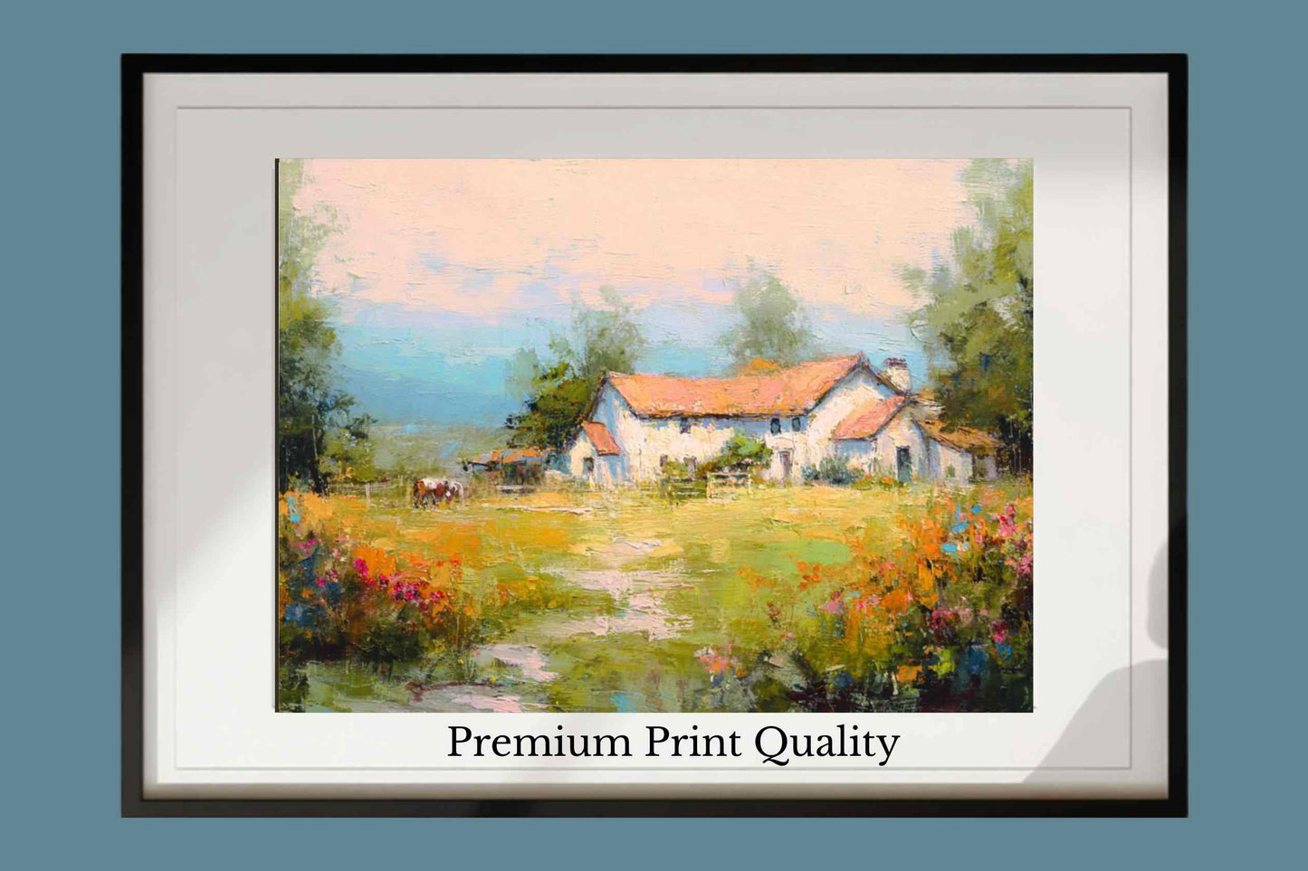 Blue Ridge Wildflower Farm – Impressionist Southern Farmhouse Painting, Wall Art, Giclée on Canvas, Wood, Metal & Fine Art Paper