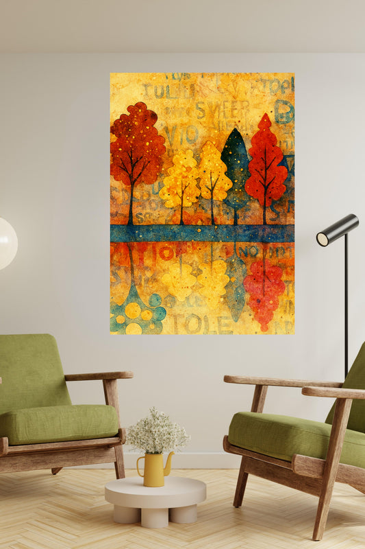 Autumn Rhythm | Mid Century Modern Fall Trees | Abstract Autumn Art | Giclée Paper • Wood • Metal • Canvas