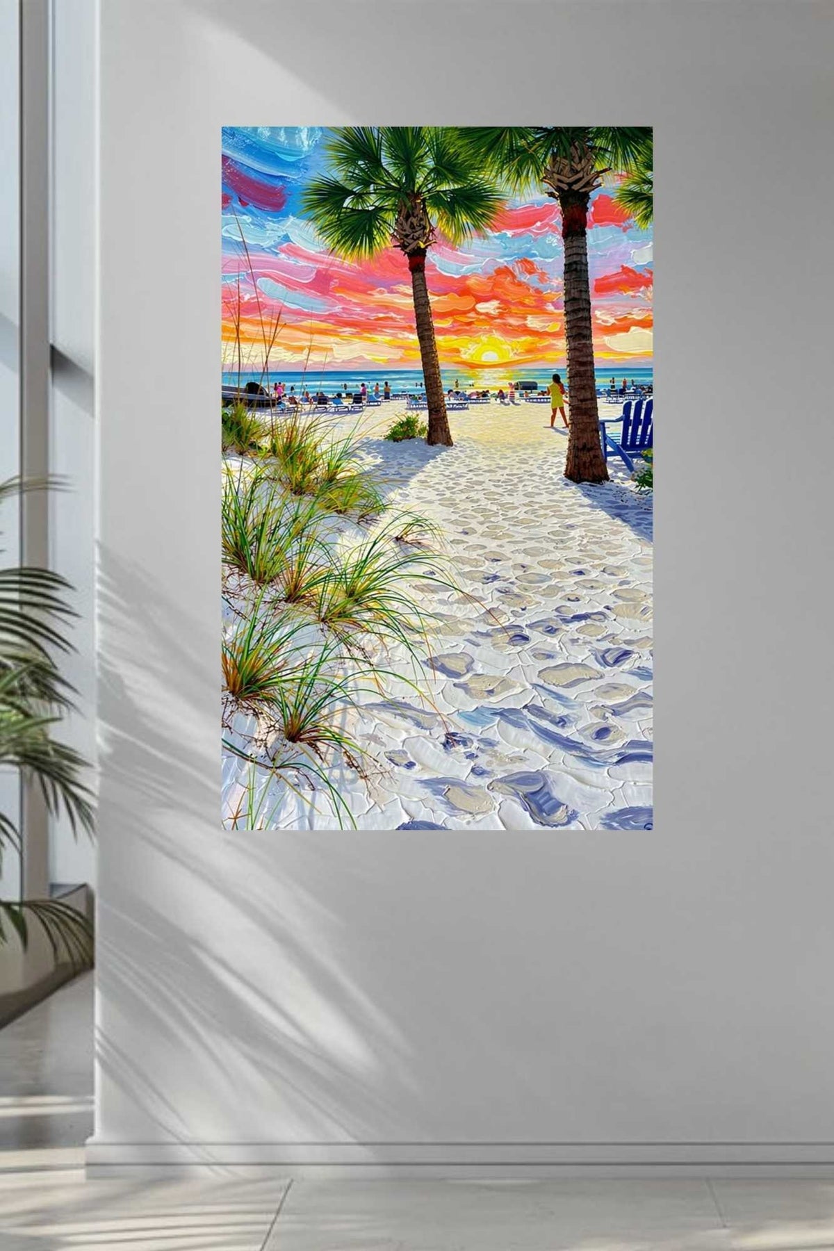 Peaceful Shores | Coastal Beach| Palm Tree Art| Giclee Paper- Wood- Metal- Canvas