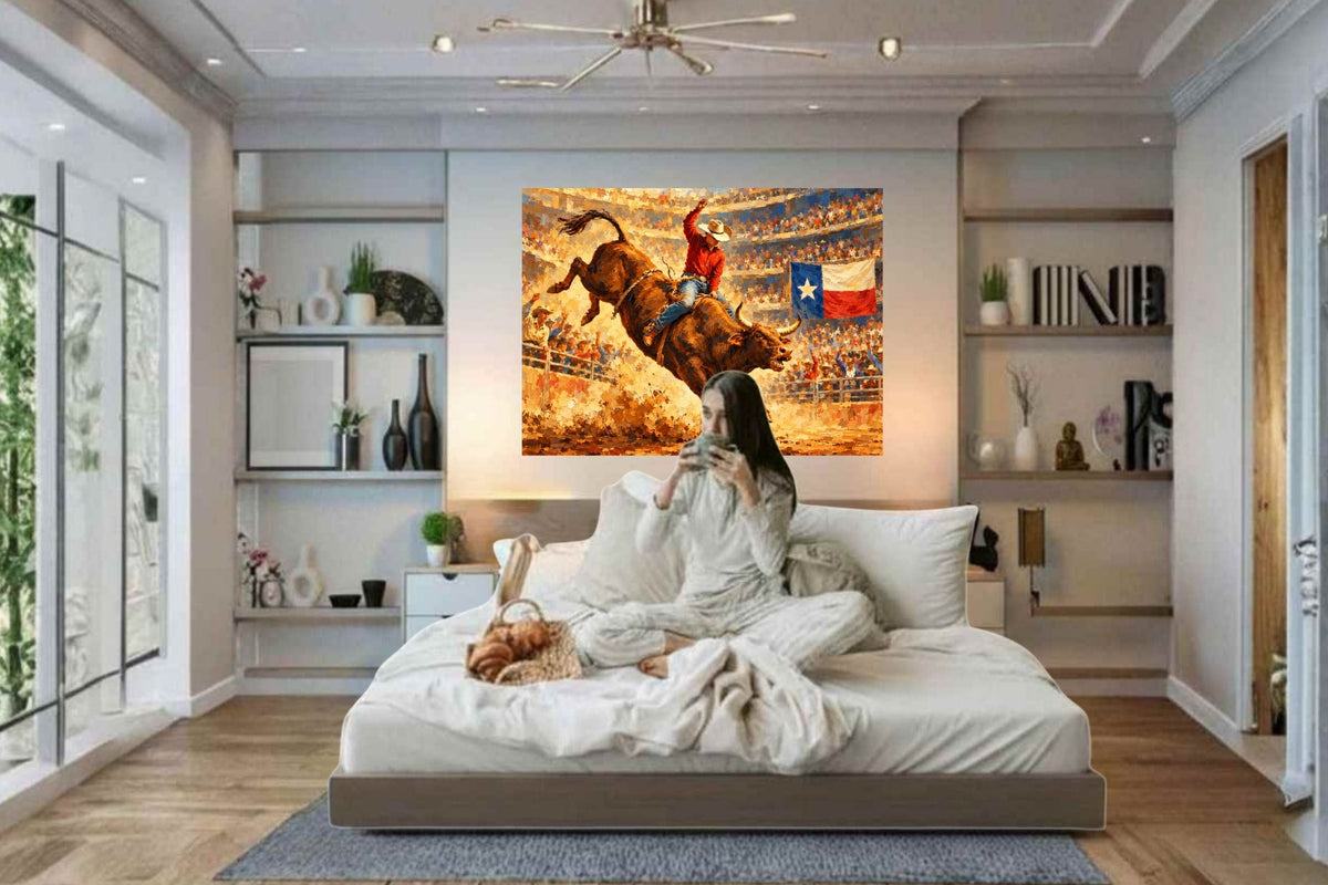 Bull Riding Rodeo Houston| Prints, Canvas, Wood, or Metal Art