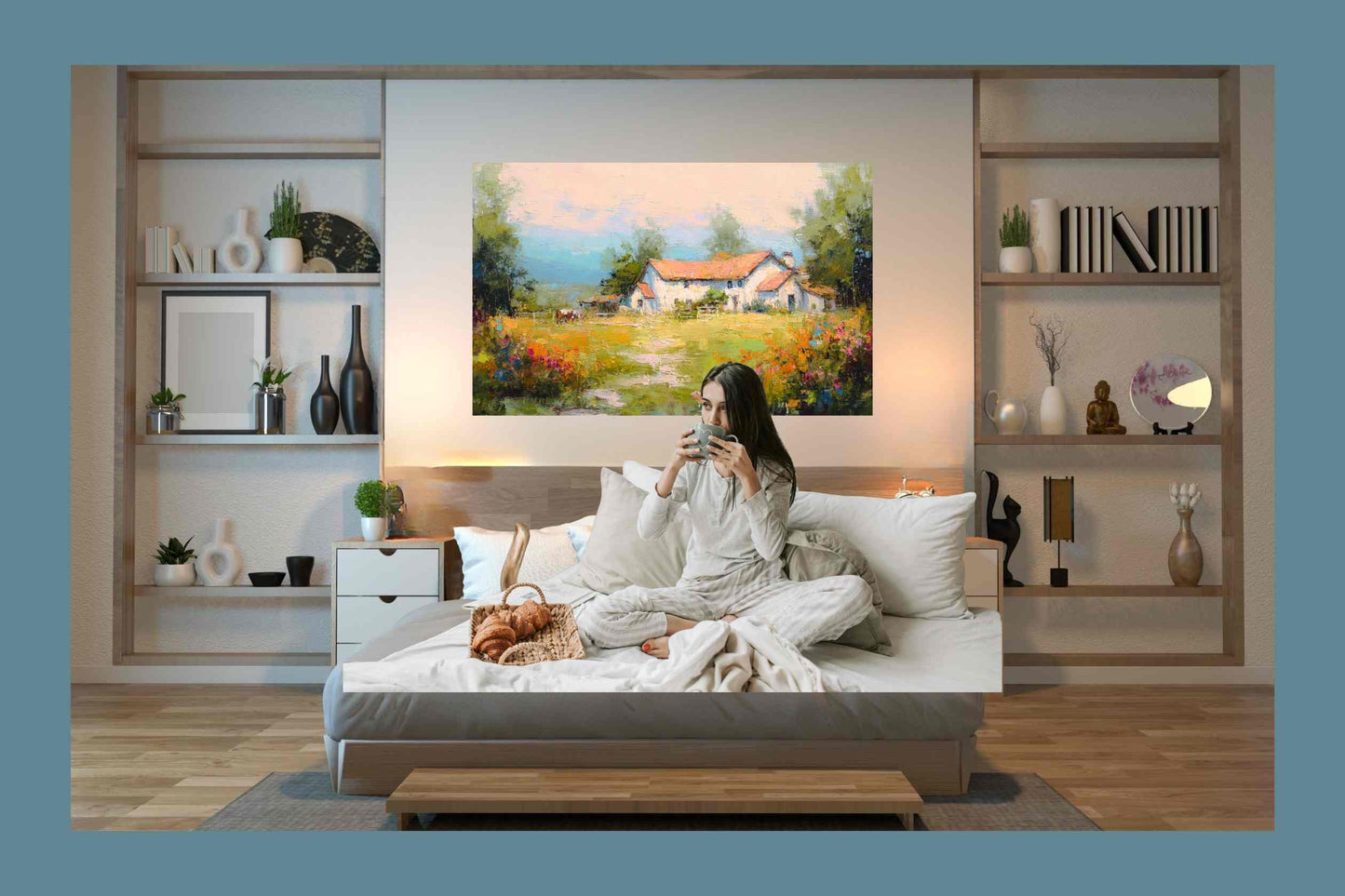Blue Ridge Wildflower Farm – Impressionist Southern Farmhouse Painting, Wall Art, Giclée on Canvas, Wood, Metal & Fine Art Paper