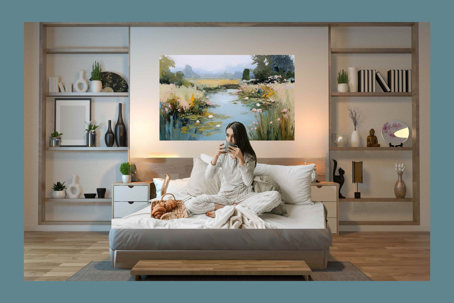The Lily Pond – Impressionist Water Garden Painting, Lily Pad Pond Wall Art, , Giclee Paper- Wood- Metal- Canvas