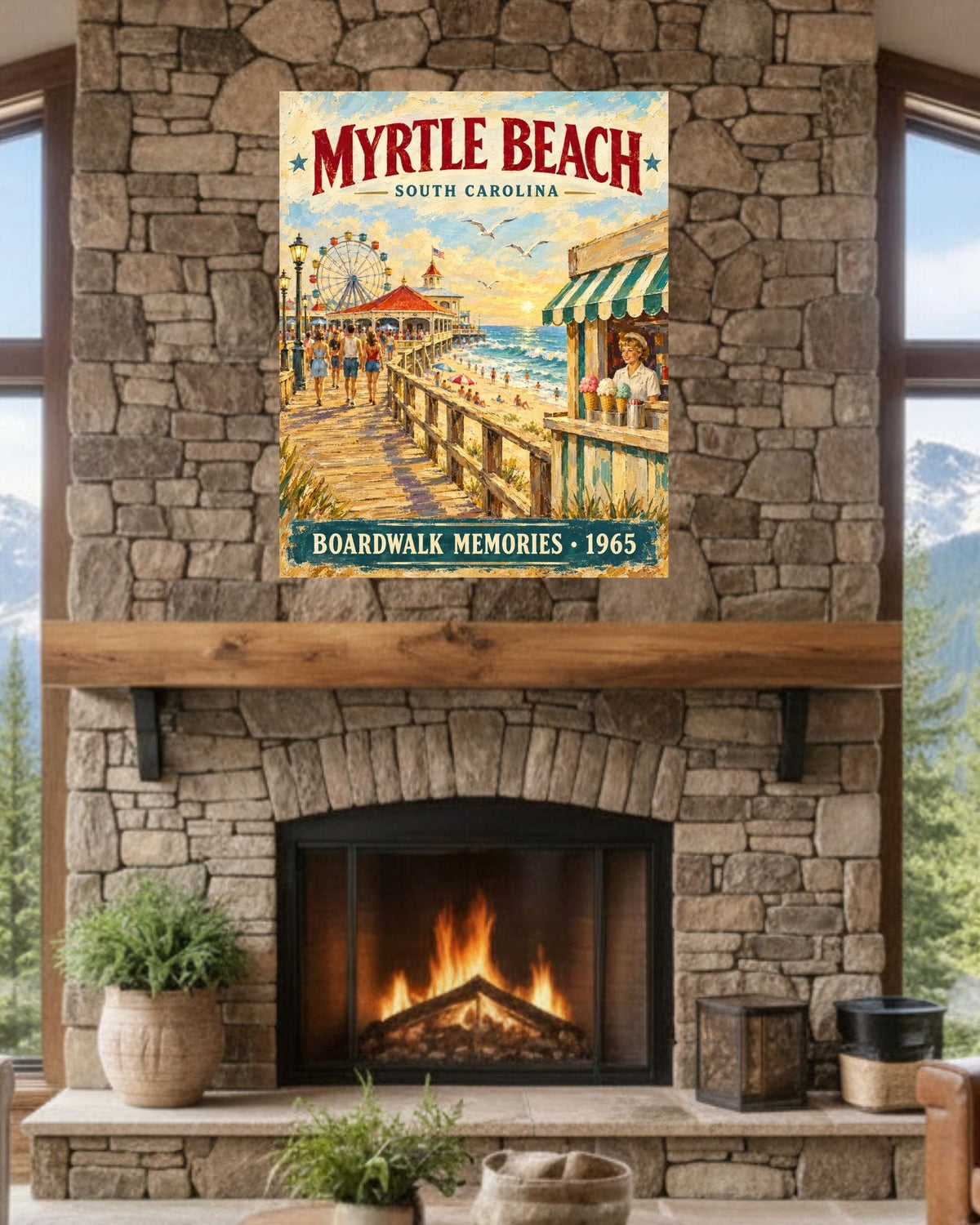 Myrtle Beach SC Vintage Sign | Prints, Canvas, Wood, or Metal Art
