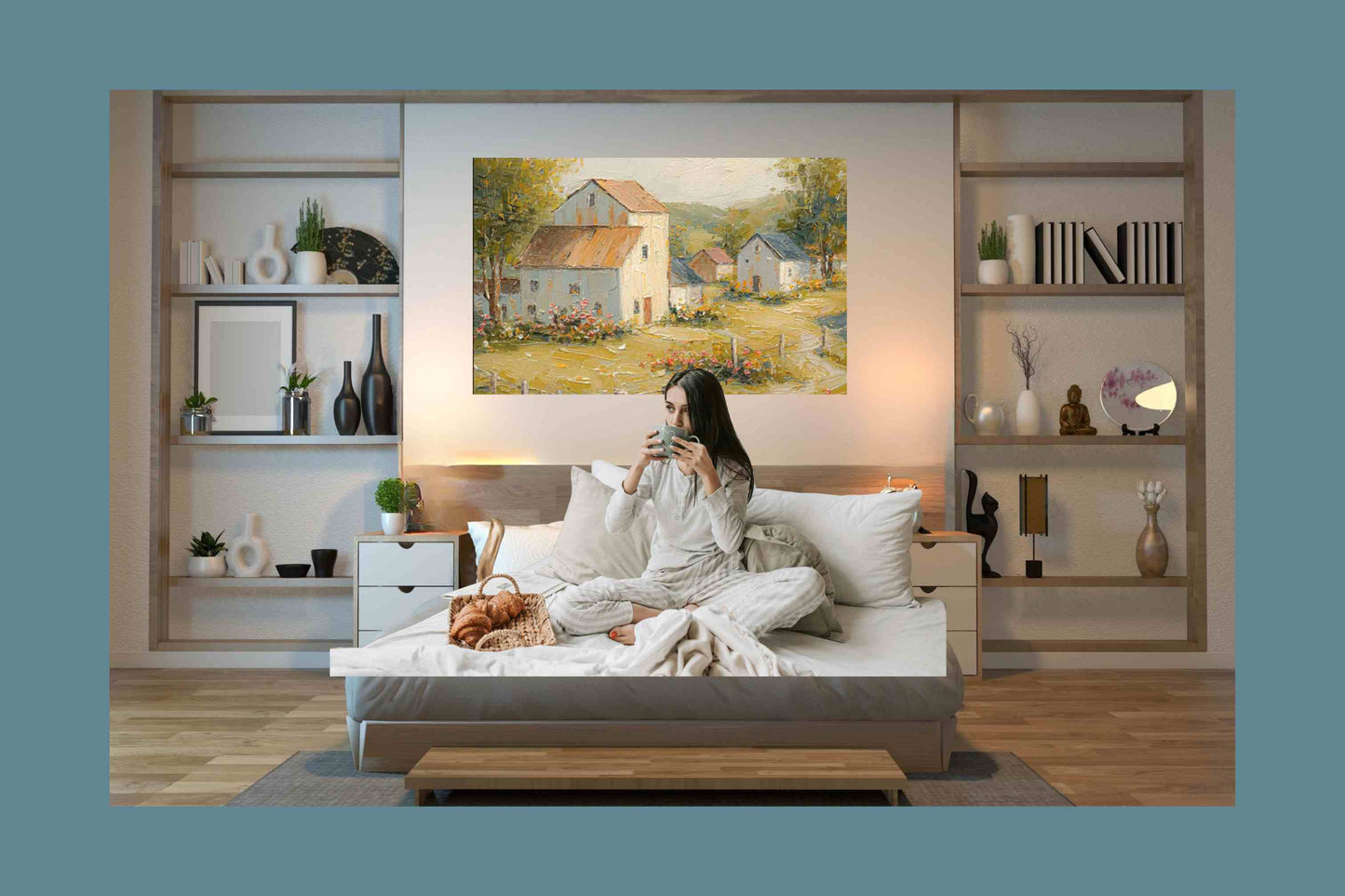 Tuscan Village Farmhouse – Impressionist Italian Country Painting, European Farmhouse Wall Art, Giclée on Canvas, Wood, Metal & Fine Art Paper