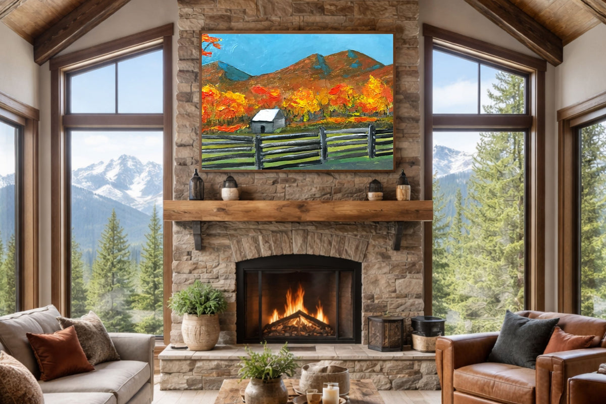 Mountain Views| Autumn Trees| Giclee Paper- Wood- Metal- Canvas
