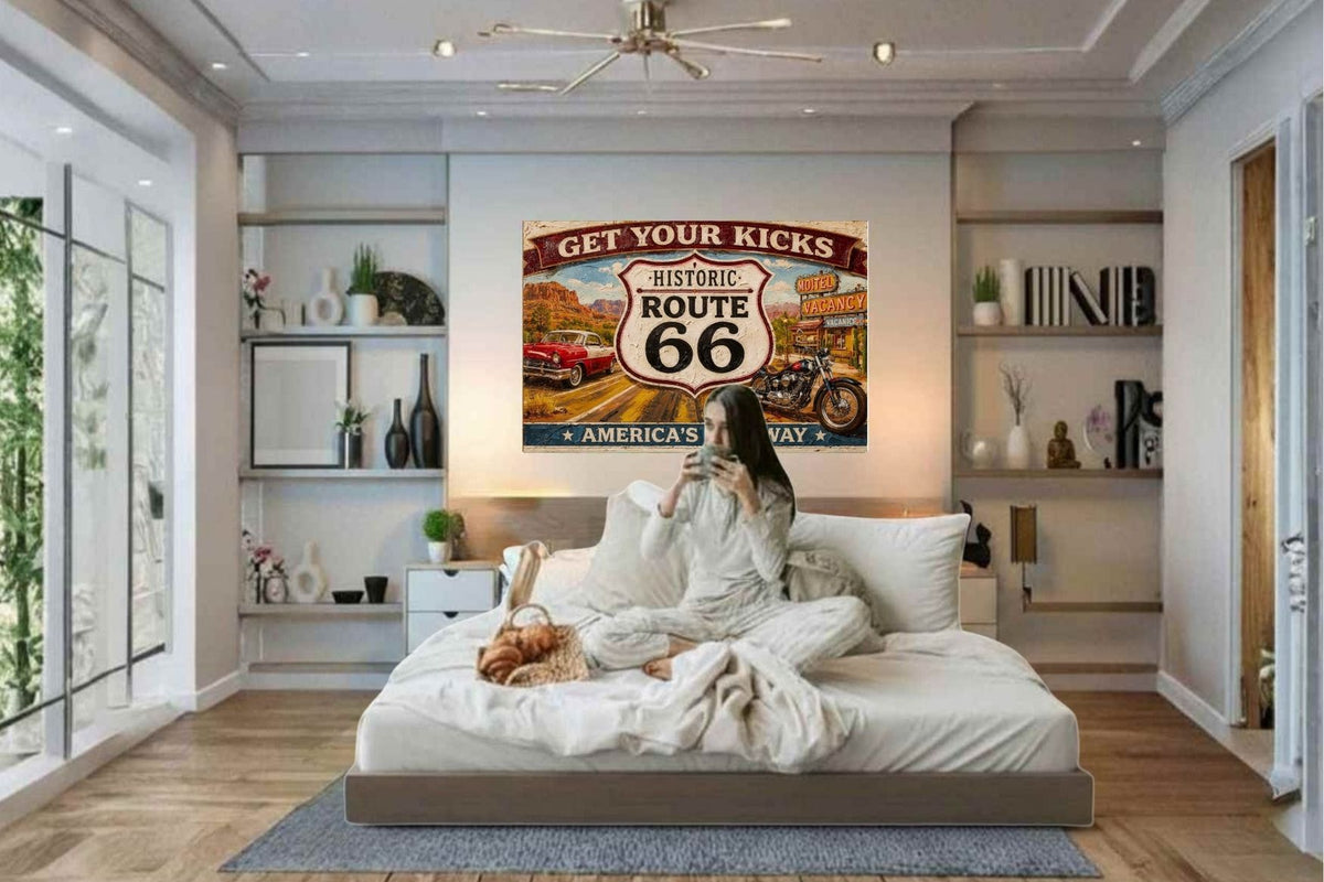Historical Route 66 Vintage Sign| Prints, Canvas, Wood, or Metal Art