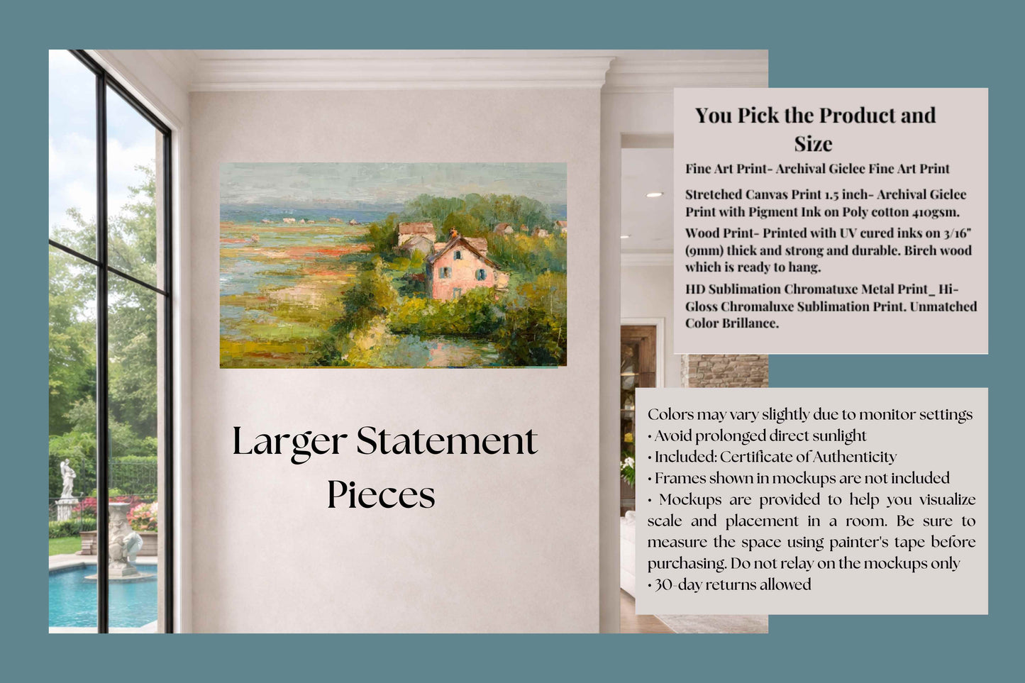 The Pink Cottage – Impressionist Marsh Cottage Painting, Coastal Wall Art, Romantic Cottage Print, Giclée on Canvas, Wood, Metal & Fine Art Paper