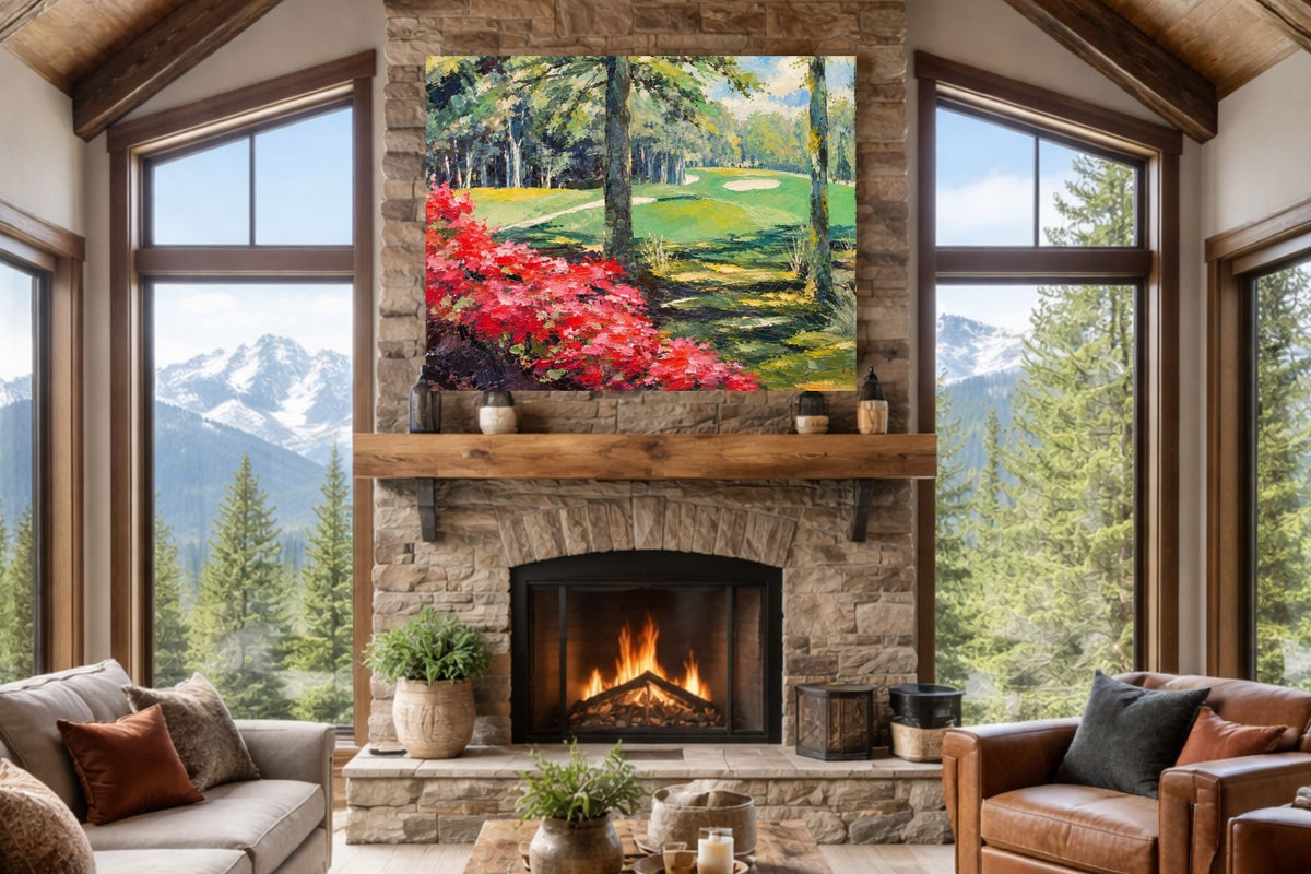 Azaleas Along the Fairway | Southern Golf Course Art | Giclée Paper • Wood • Metal • Canvas