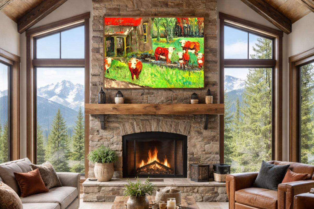 Cows In the Puddles- Giclee Paper- Wood- Metal- Canvas