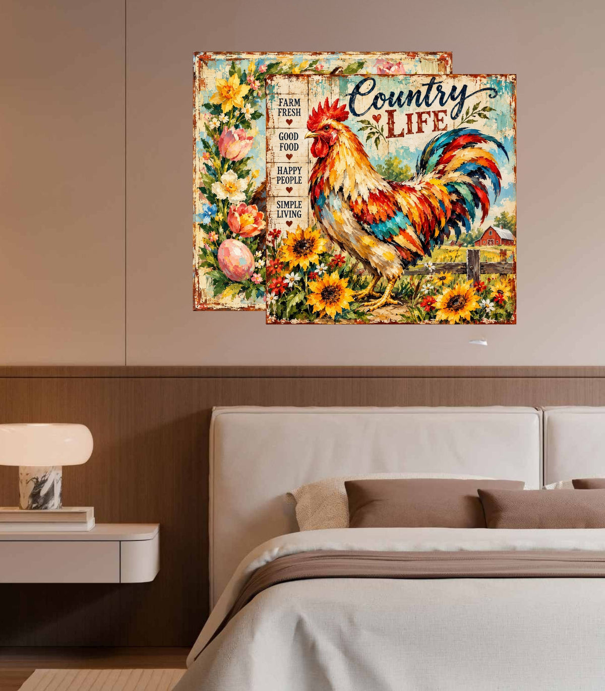 Country Life Rooster | Farm Fresh Country Kitchen Art | Giclée Paper • Wood • Metal • Canvas