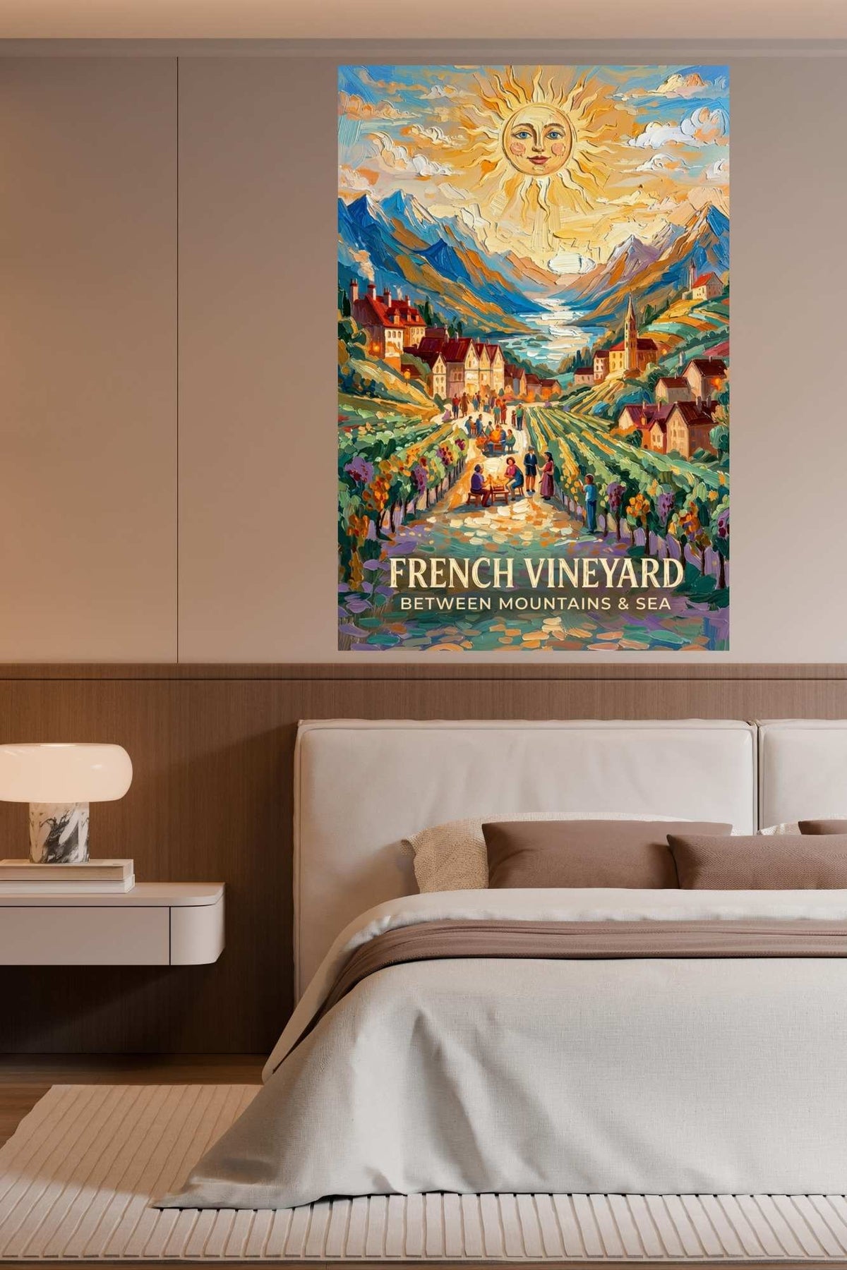 French Vineyard Between Mountain and Sea| Travel Print| Giclee Paper- Wood- Metal- Canvas