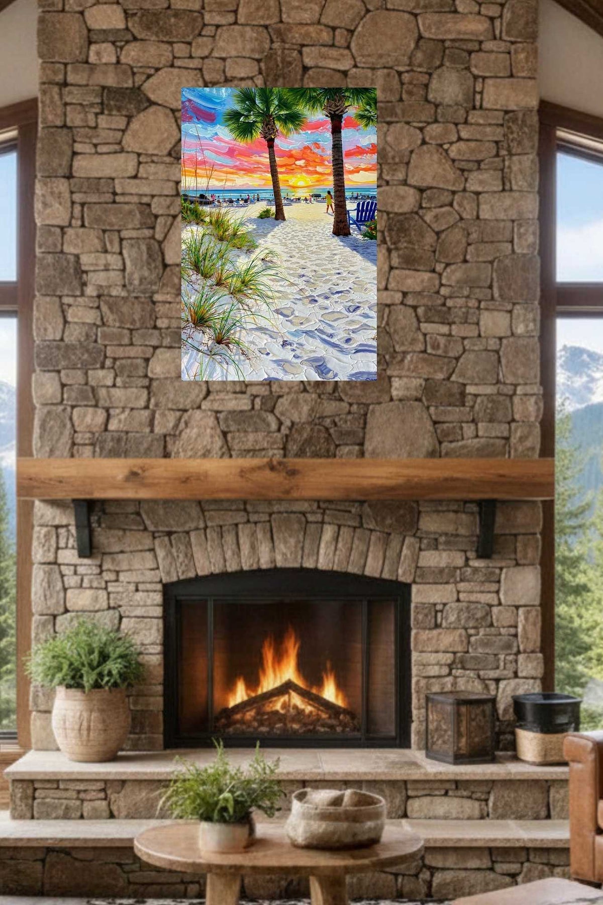 Peaceful Shores | Coastal Beach| Palm Tree Art| Giclee Paper- Wood- Metal- Canvas