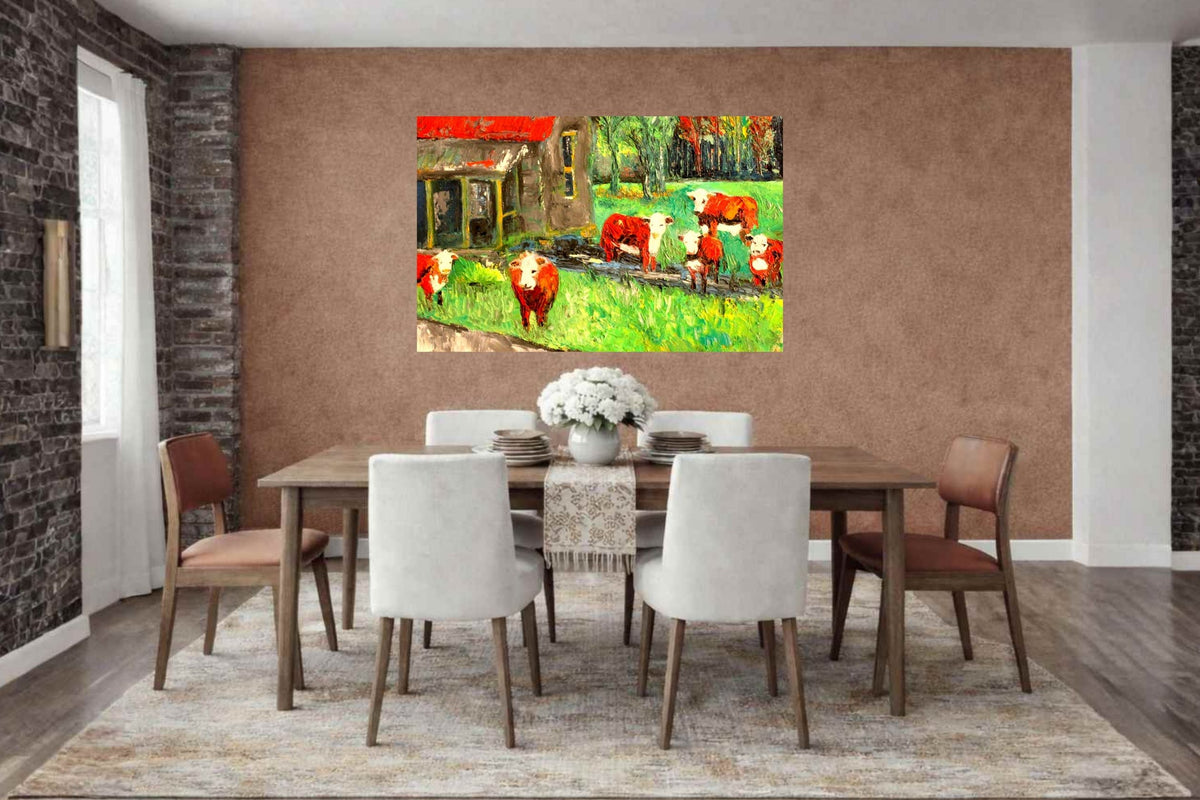 Cows In the Puddles- Giclee Paper- Wood- Metal- Canvas