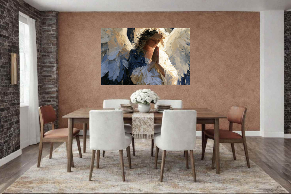 The Prayer Of An Angel | Praying Angel Art | Christian Wall Decor | Inspirational Faith Art