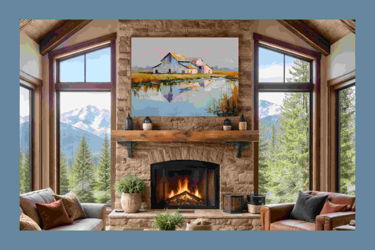 Still Water Farm | Impressionist Print| Barn Reflection Print| Farmhouse Art| Giclée on Canvas, Wood, Metal & Fine Art Paper