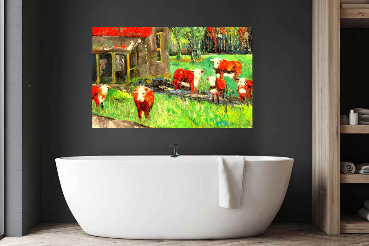 Cows In the Puddles- Giclee Paper- Wood- Metal- Canvas