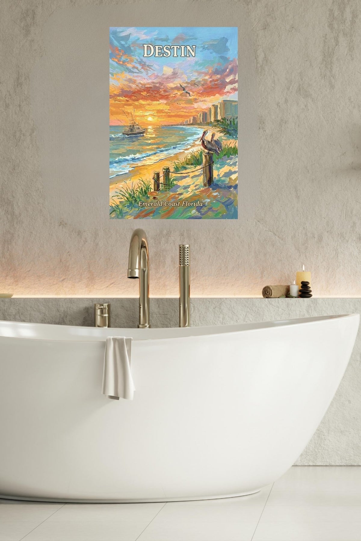 Emerald Coast Sunset In Destin| Travel Poster Art| Giclee Paper- Wood- Metal- Canvas