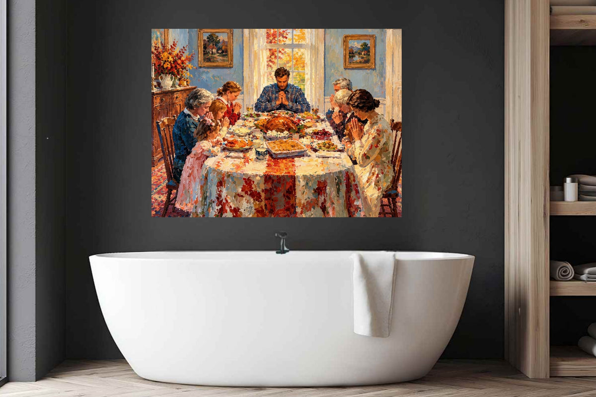 Happy Thanksgiving Give Thanks Celebrate the Holiday Giclee Paper- Wood- Metal- Canvas