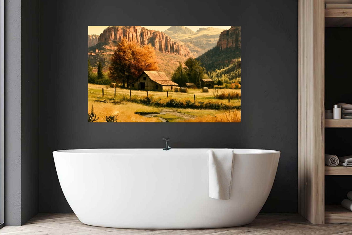 Autumn Beneath The Mountains | Impressionist Mountain Landscape Art | Giclée Paper • Wood • Metal • Canvas