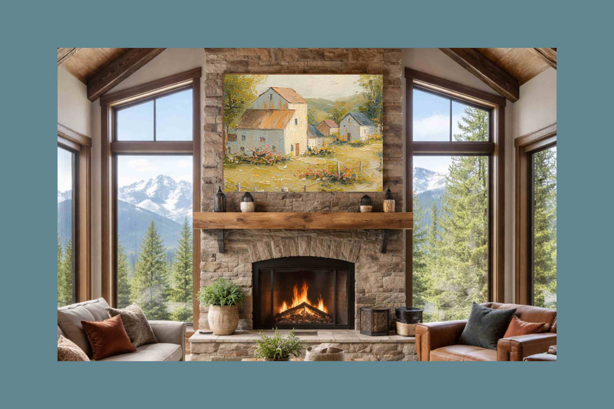 Tuscan Village Farmhouse |Impressionist Print| Italian Country| European Farmhouse Art| Giclée on Canvas, Wood, Metal & Fine Art Paper