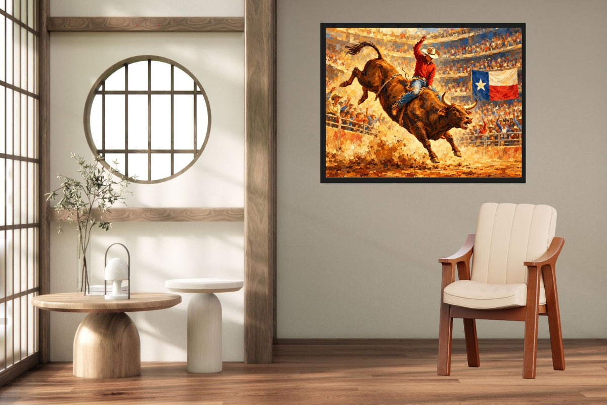 Bull Riding Rodeo Houston| Prints, Canvas, Wood, or Metal Art