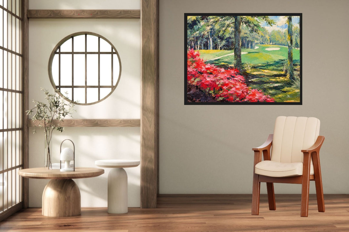 Azaleas Along the Fairway | Southern Golf Course Art | Giclée Paper • Wood • Metal • Canvas