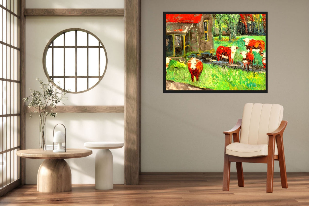 Cows In the Puddles- Giclee Paper- Wood- Metal- Canvas