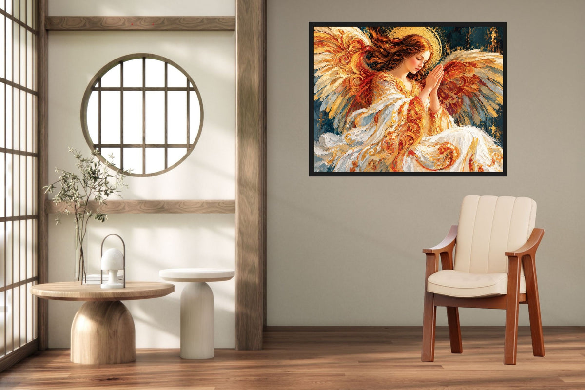 In The Stillness Of Prayer  Praying Angel Wall Art  Prints Canvas Wood Or Metal Art