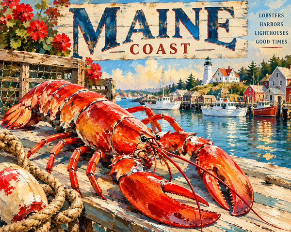 2777265 :: Maine Coast Lobster Vintage Coastal Travel Po