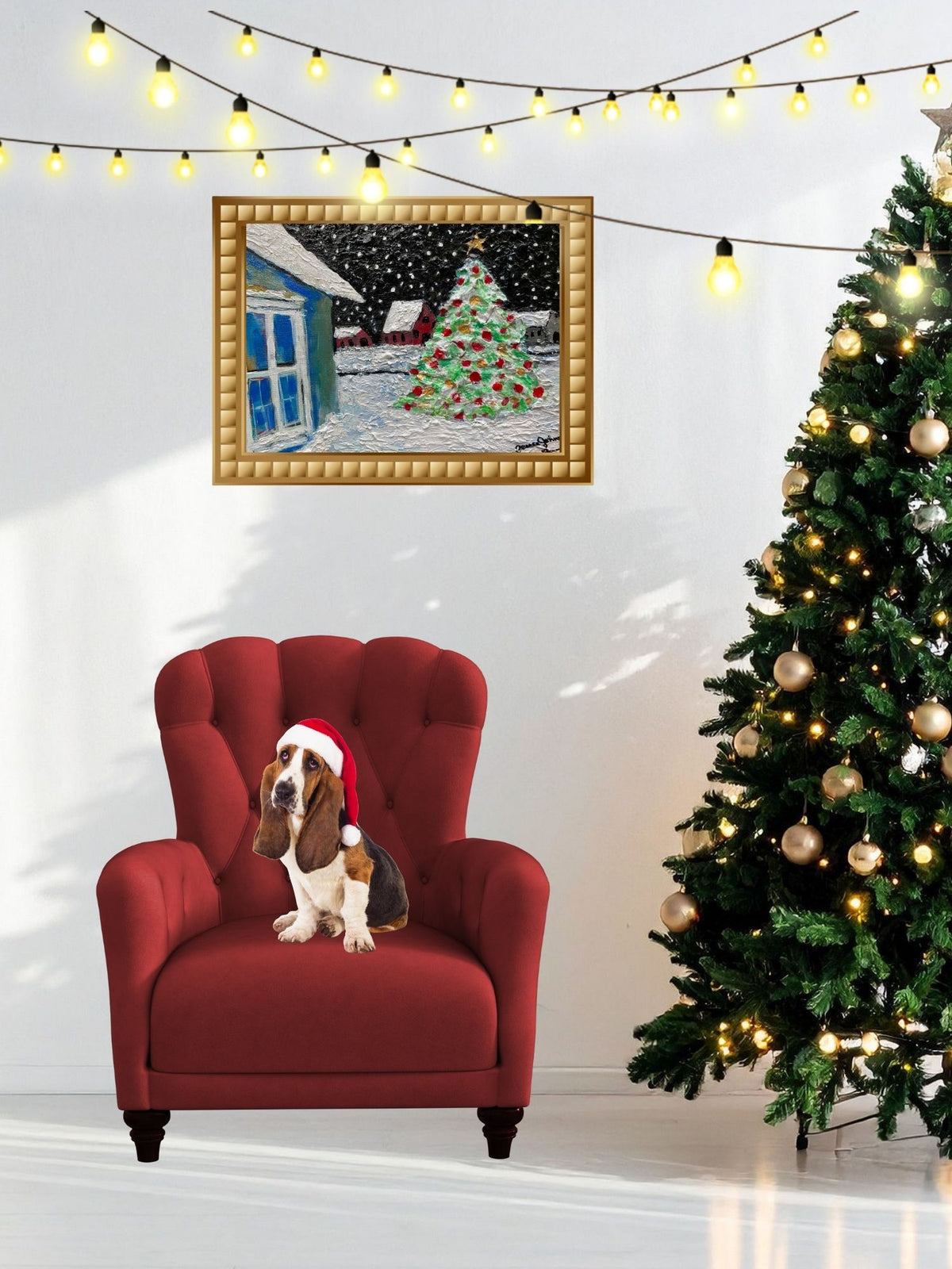 Country Christmas Morning| Merry Christmas| Vintage Style Art| Giclee Paper- Wood- Metal- Canvas